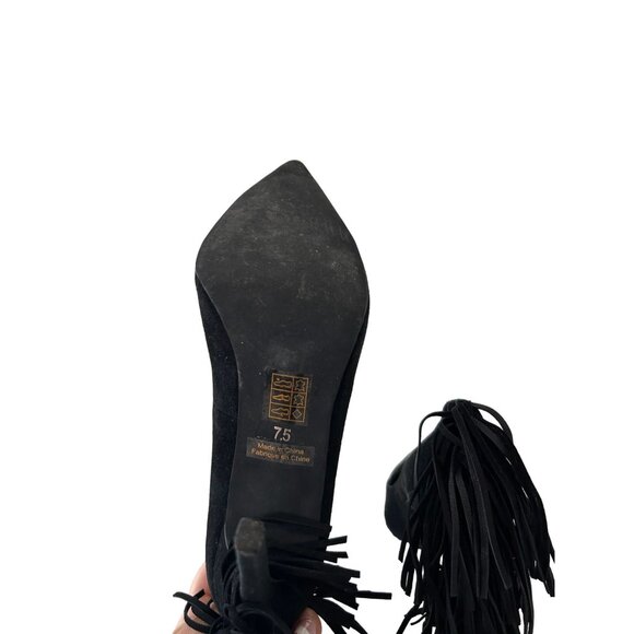 JEFFREY CAMPBELL Black Suede Fringe Heels Size 7.5 - Picture 5 of 6